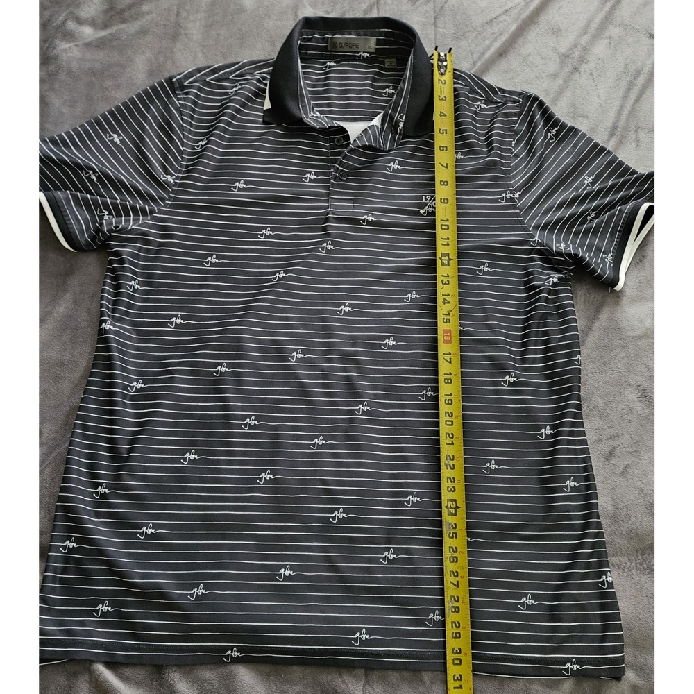 G/FORE Men's Golf Polo Shirt Black White Striped XL Polyester Short Sleeve - Picture 3 of 6